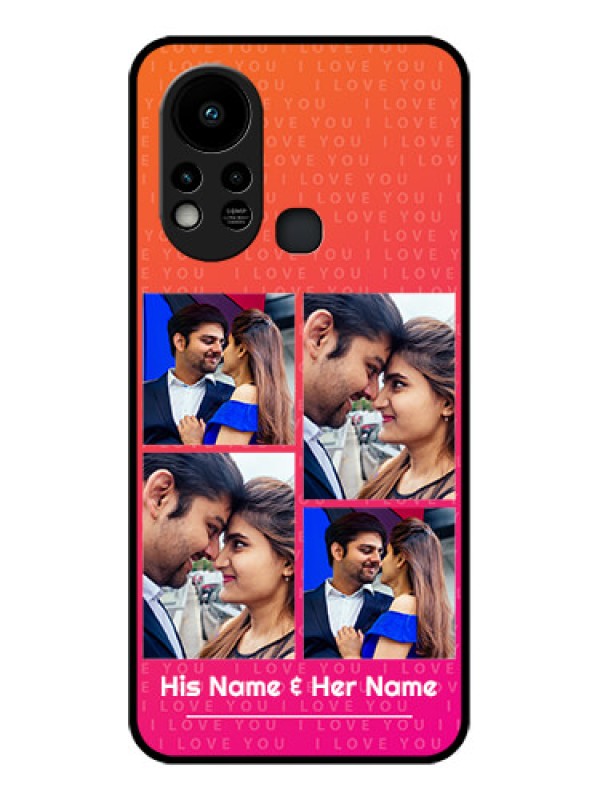Custom Infinix Hot 11s Custom Glass Phone Case - I Love You Pink Design