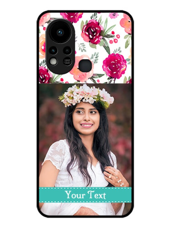 Custom Infinix Hot 11s Custom Glass Phone Case - Watercolor Floral Design
