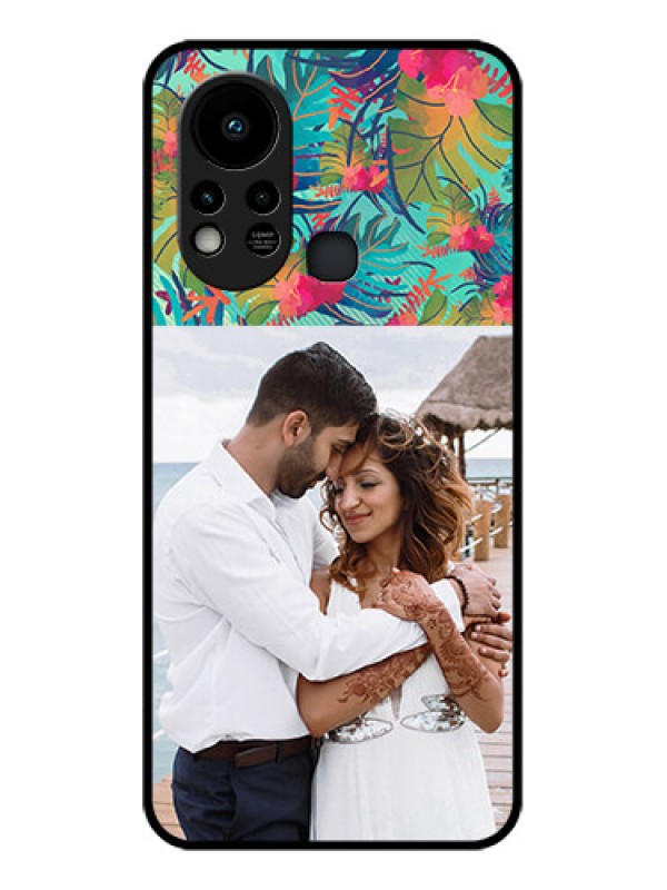 Custom Infinix Hot 11s Photo Printing on Glass Case - Watercolor Floral Design