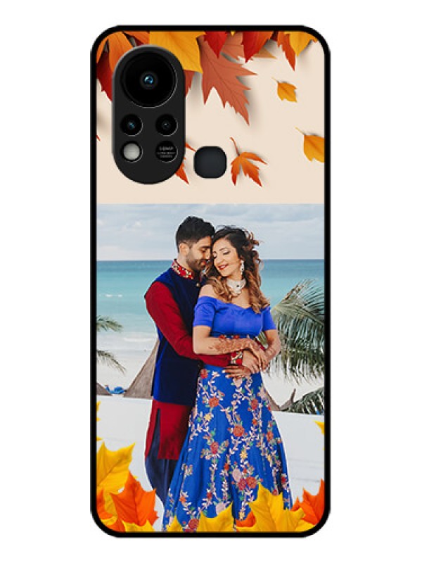 Custom Infinix Hot 11s Photo Printing on Glass Case - Autumn Maple Leaves Design