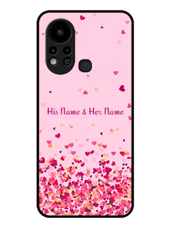 Custom Infinix Hot 11s Photo Printing on Glass Case - Floating Hearts Design