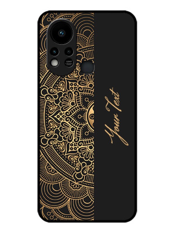 Custom Infinix Hot 11s Photo Printing on Glass Case - Mandala art with custom text Design