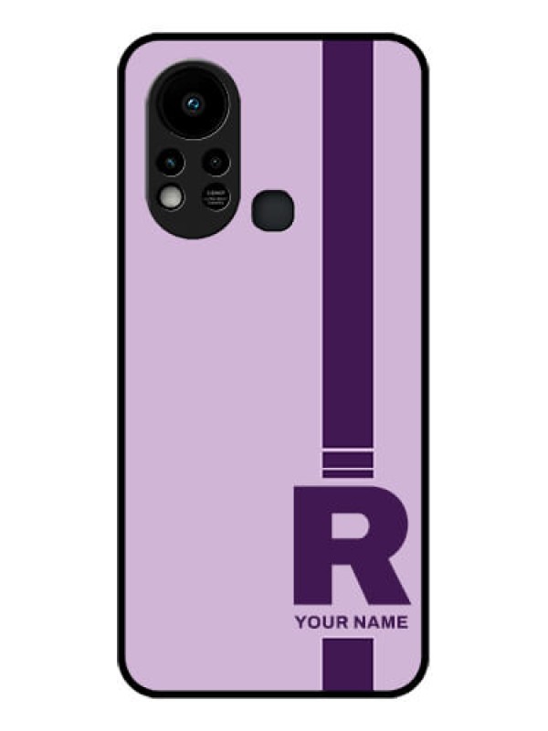 Custom Infinix Hot 11s Photo Printing on Glass Case - Simple dual tone stripe with name Design