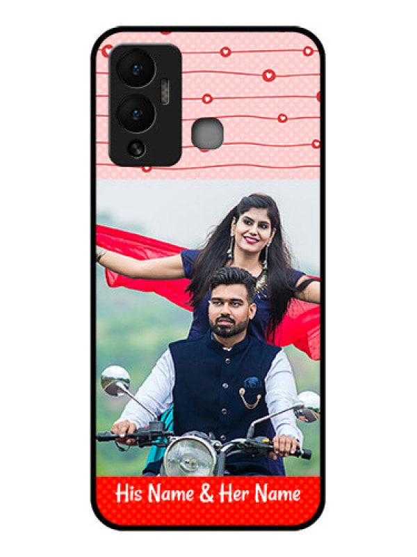 Custom Infinix Hot 12 Play Personalized Glass Phone Case - Red Pattern Case Design