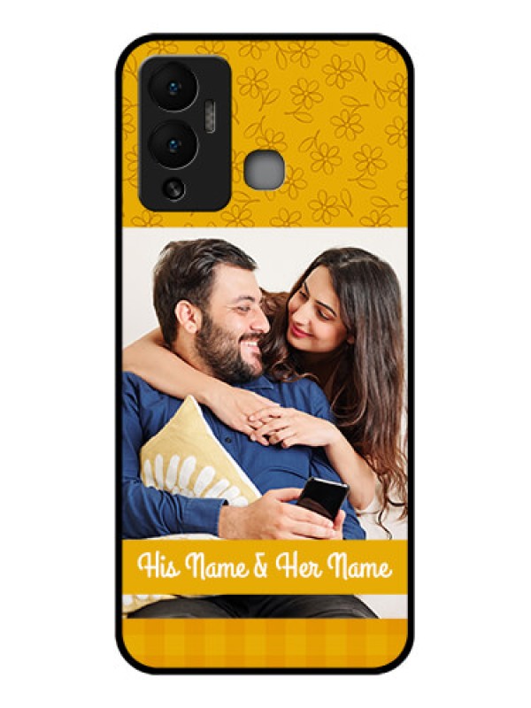 Custom Infinix Hot 12 Play Custom Glass Mobile Case - Yellow Floral Design