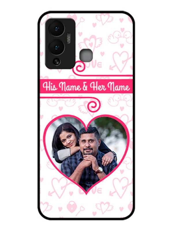 Custom Infinix Hot 12 Play Personalized Glass Phone Case - Heart Shape Love Design