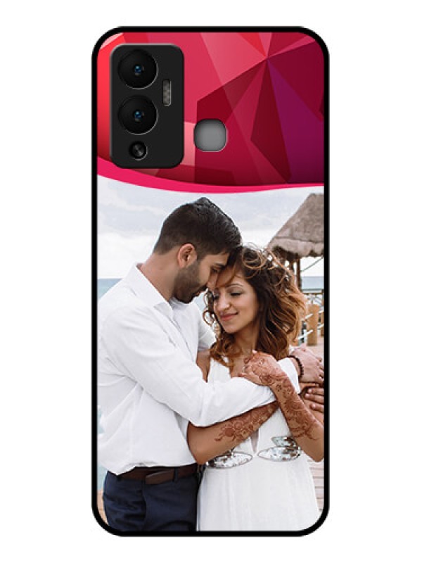 Custom Infinix Hot 12 Play Custom Glass Mobile Case - Red Abstract Design