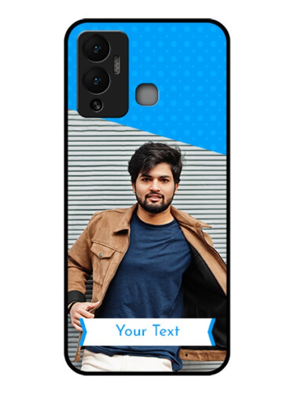 Custom Infinix Hot 12 Play Photo Printing on Glass Case - Simple Blue Color Design