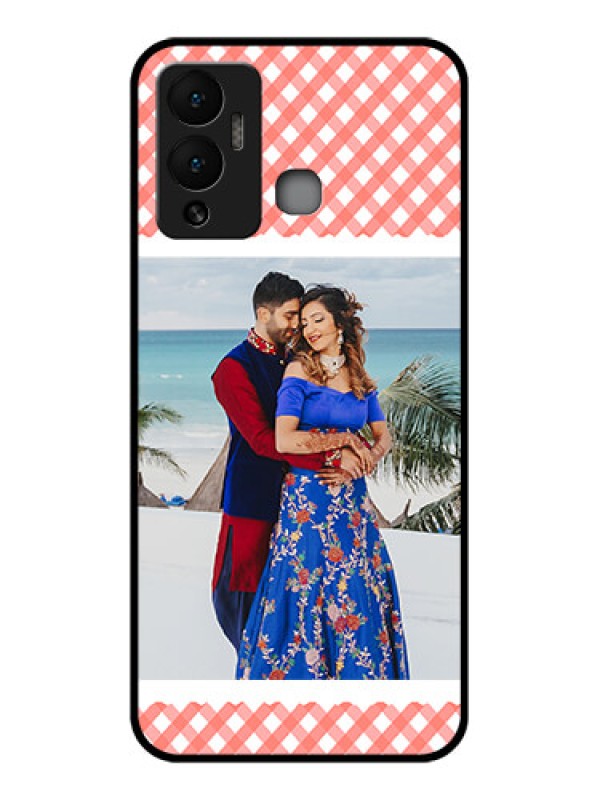 Custom Infinix Hot 12 Play Personalized Glass Phone Case - Pink Pattern Design