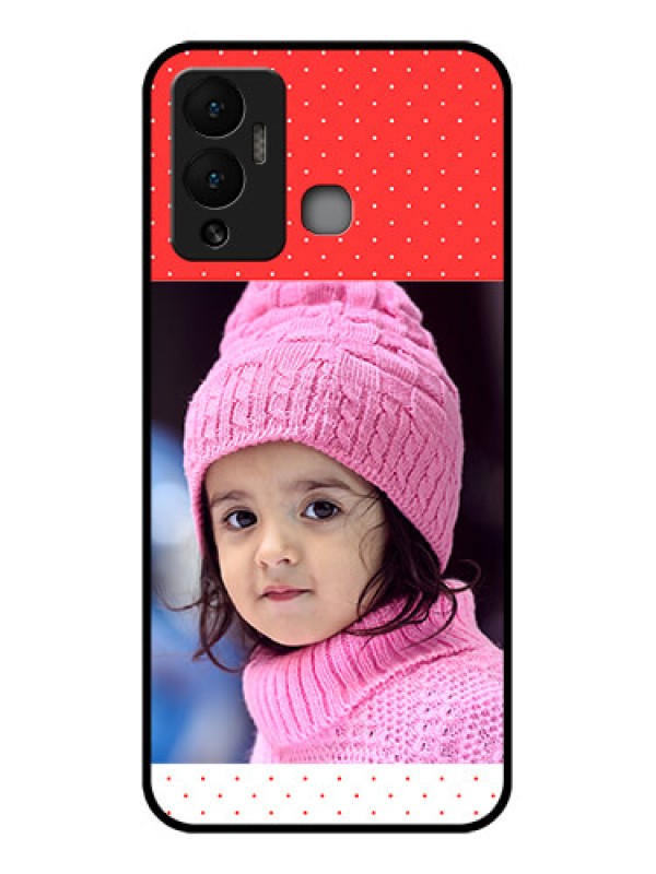 Custom Infinix Hot 12 Play Photo Printing on Glass Case - Red Pattern Design