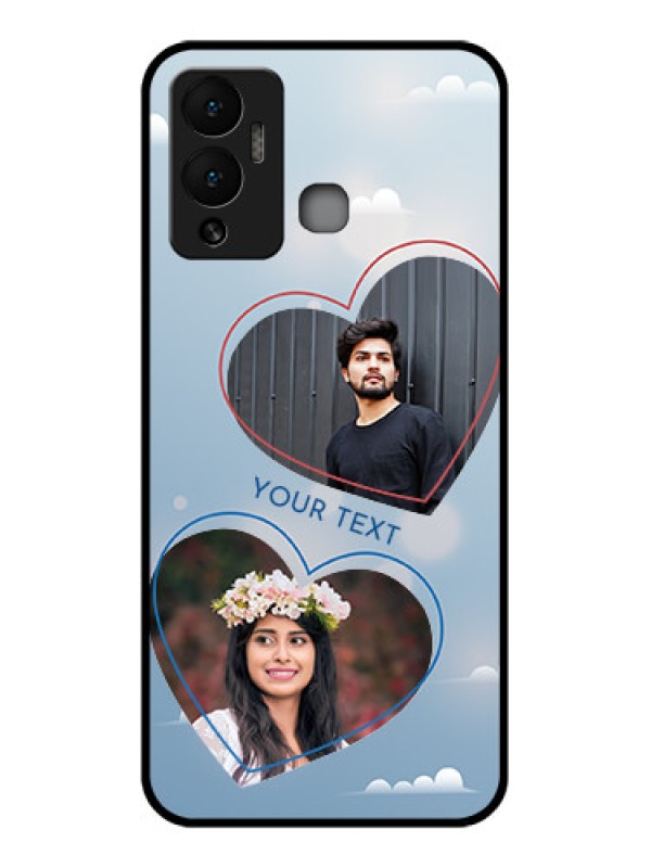 Custom Infinix Hot 12 Play Custom Glass Mobile Case - Blue Color Couple Design