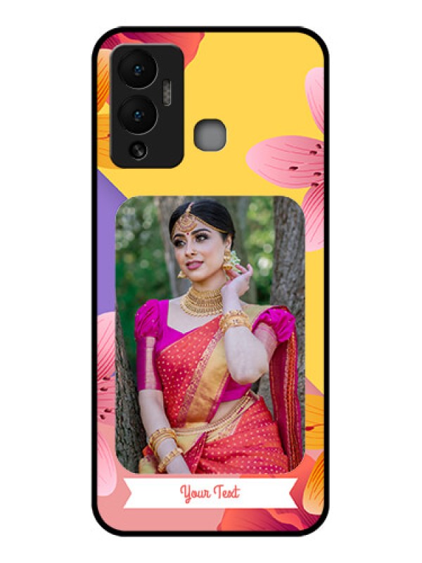 Custom Infinix Hot 12 Play Custom Glass Mobile Case - 3 Image With Vintage Floral Design