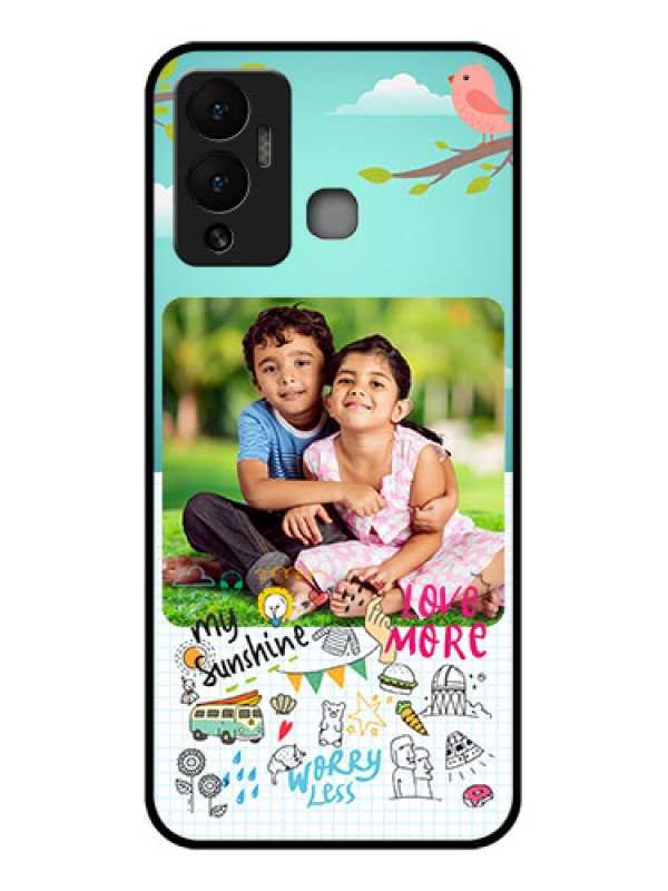 Custom Infinix Hot 12 Play Photo Printing on Glass Case - Doodle love Design