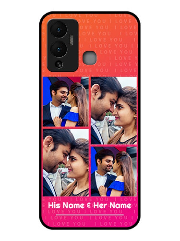 Custom Infinix Hot 12 Play Custom Glass Phone Case - I Love You Pink Design