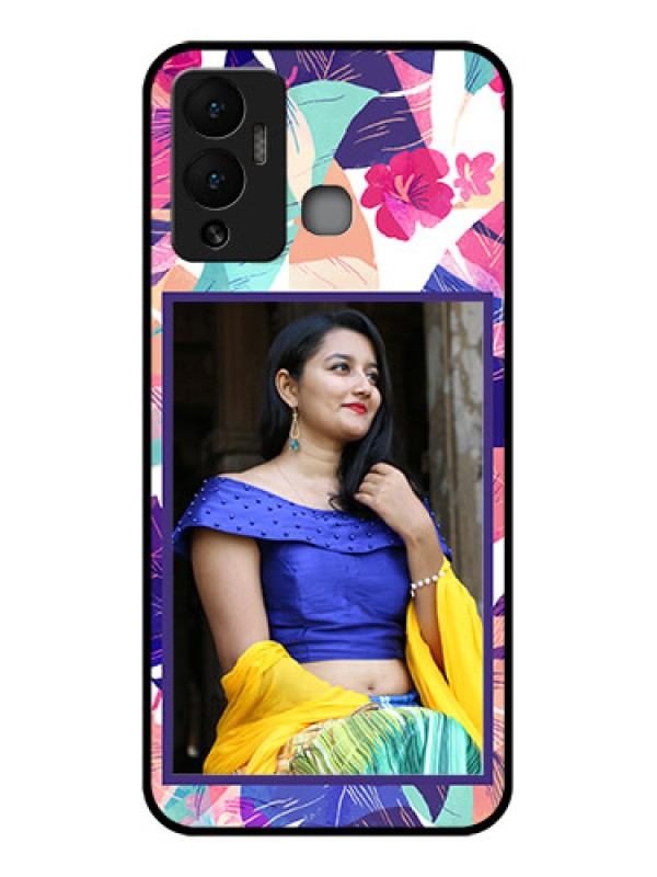 Custom Infinix Hot 12 Play Custom Glass Mobile Case - Abstract Floral Design