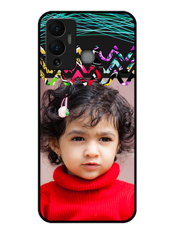 Custom Infinix Hot 12 Play Personalized Glass Phone Case - Neon Abstract Design