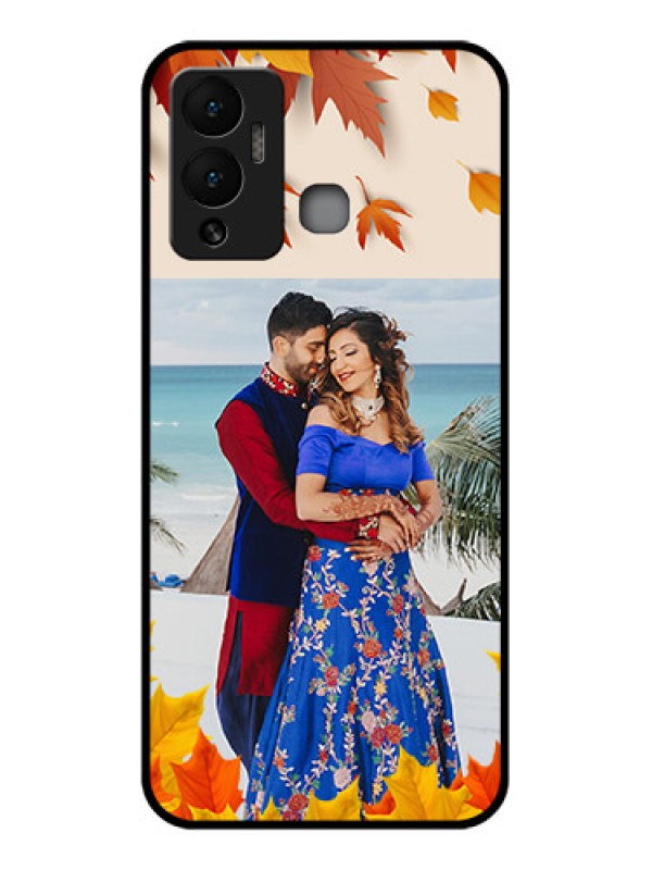 Custom Infinix Hot 12 Play Photo Printing on Glass Case - Autumn Maple Leaves Design