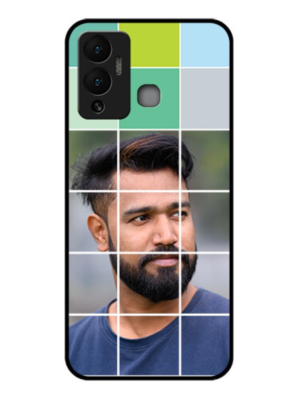 Custom Infinix Hot 12 Play Photo Printing on Glass Case - with white box pattern