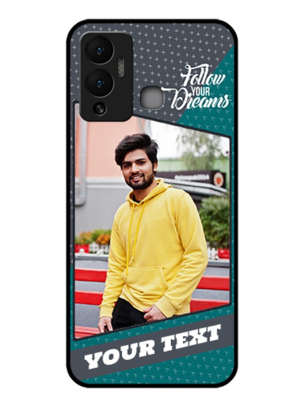 Custom Infinix Hot 12 Play Personalized Glass Phone Case - Background Pattern Design with Quote