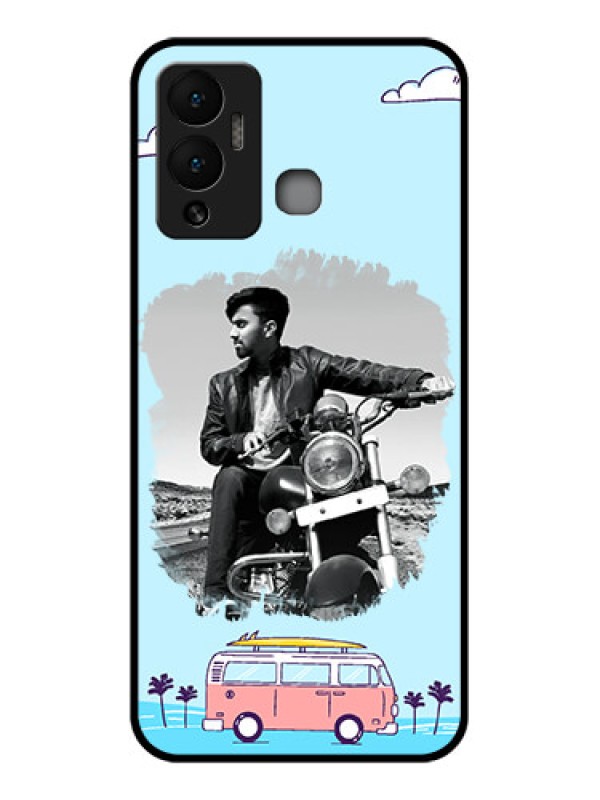 Custom Infinix Hot 12 Play Photo Printing on Glass Case - Travel & Adventure Design