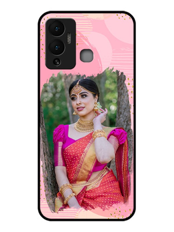 Custom Infinix Hot 12 Play Personalized Glass Phone Case - Gold Glitter Splash Design