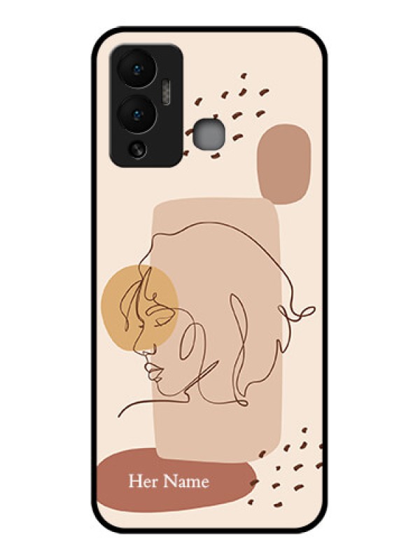 Custom Infinix Hot 12 Play Photo Printing on Glass Case - Calm Woman line art Design