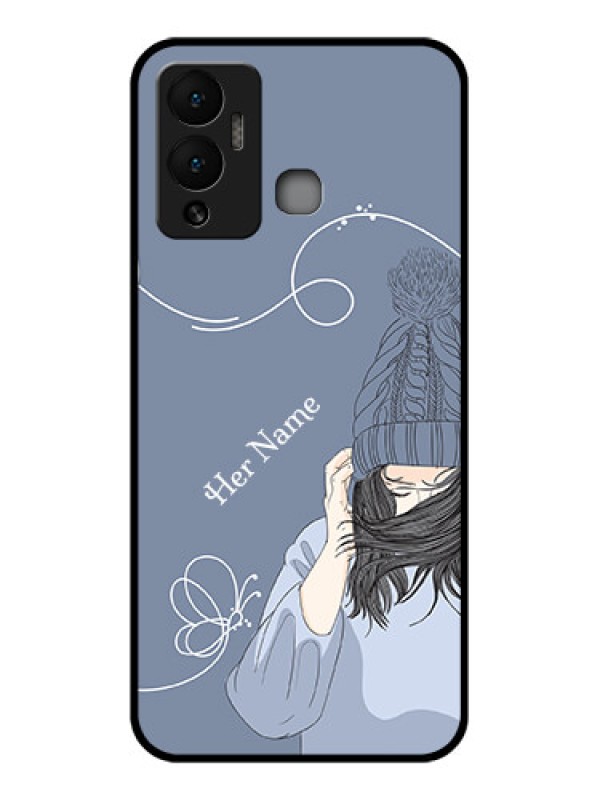 Custom Infinix Hot 12 Play Custom Glass Mobile Case - Girl in winter outfit Design