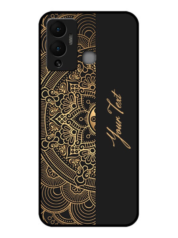 Custom Infinix Hot 12 Play Photo Printing on Glass Case - Mandala art with custom text Design