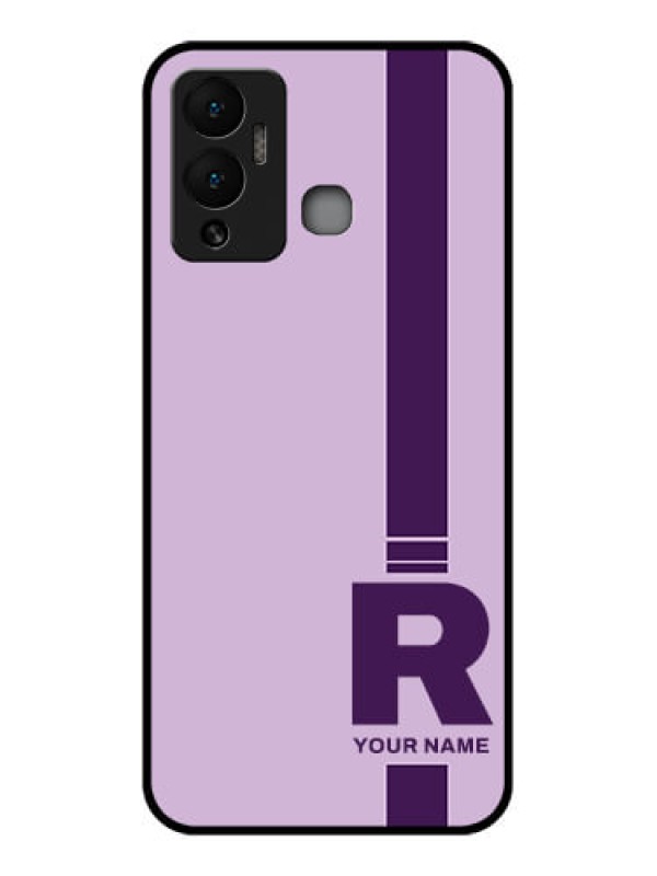 Custom Infinix Hot 12 Play Photo Printing on Glass Case - Simple dual tone stripe with name Design