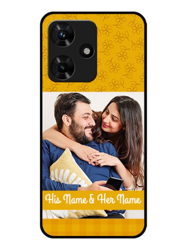 Custom Infinix Hot 30i Custom Glass Mobile Case - Yellow Floral Design