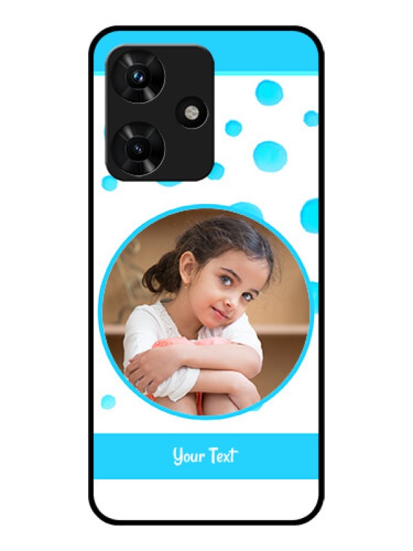Custom Infinix Hot 30i Photo Printing on Glass Case - Blue Bubbles Pattern Design