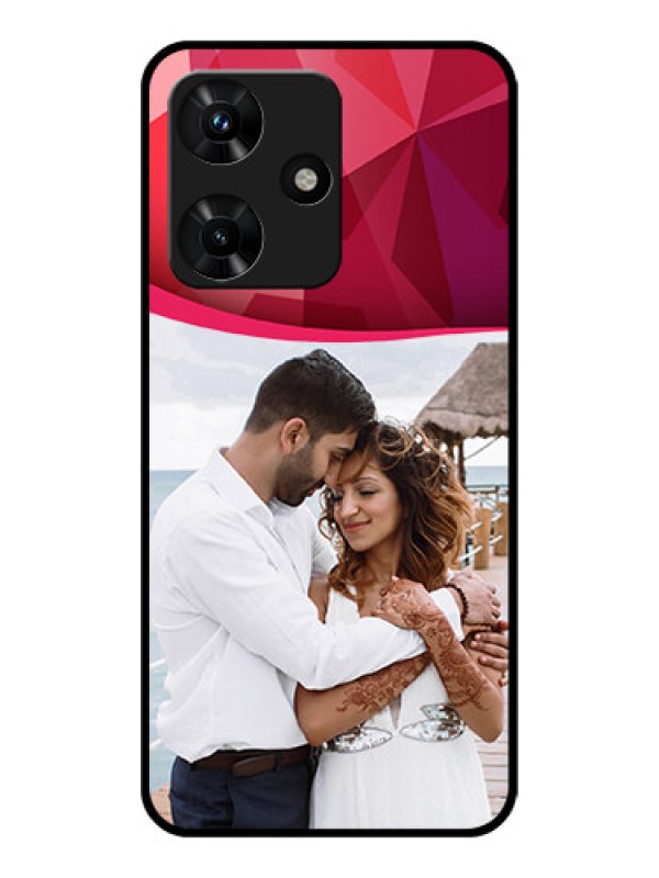 Custom Infinix Hot 30i Custom Glass Mobile Case - Red Abstract Design