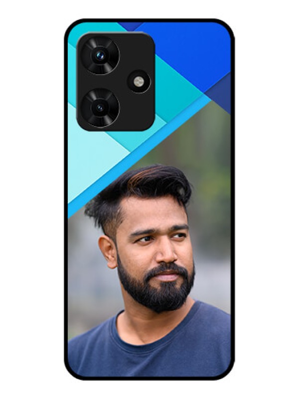 Custom Infinix Hot 30i Custom Glass Phone Case - Blue Pattern Design