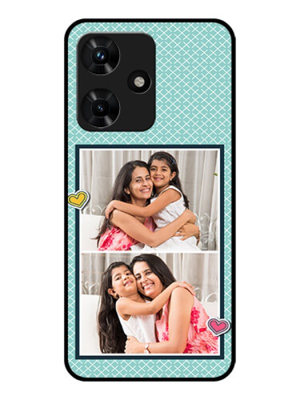 Custom Infinix Hot 30i Custom Glass Phone Case - 2 Image Holder with Pattern Design