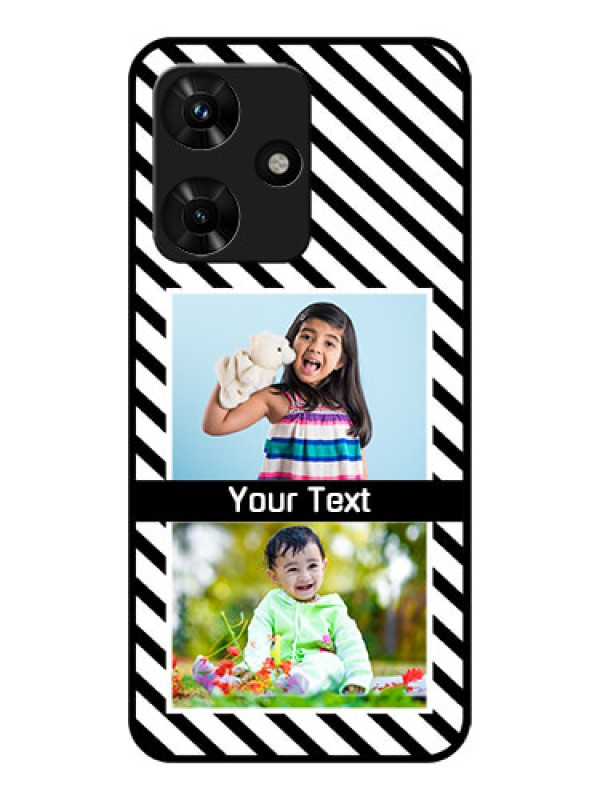 Custom Infinix Hot 30i Photo Printing on Glass Case - Black And White Stripes Design