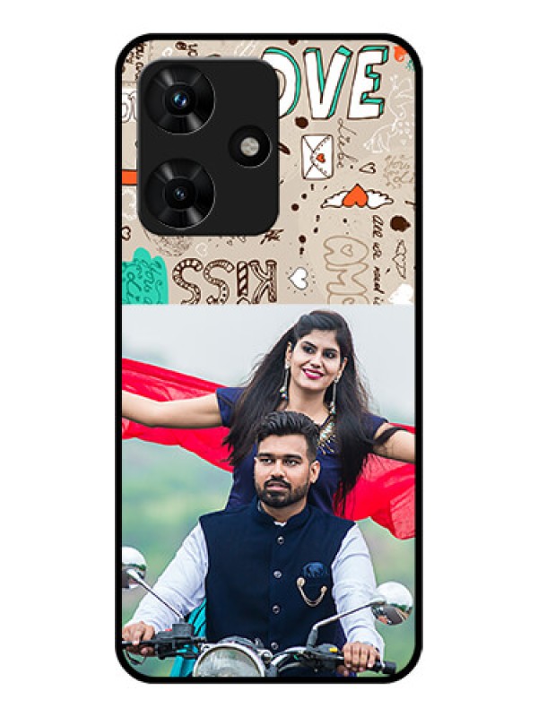 Custom Infinix Hot 30i Custom Glass Phone Case - Love Doodle Pattern