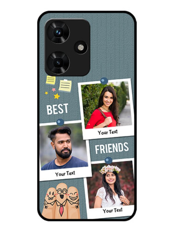 Custom Infinix Hot 30i Personalized Glass Phone Case - Sticky Frames and Friendship Design