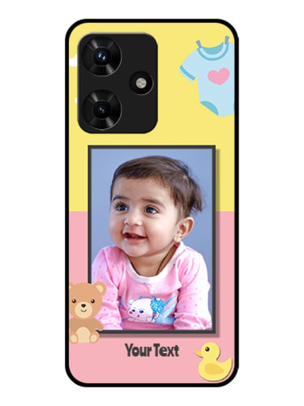 Custom Infinix Hot 30i Photo Printing on Glass Case - Kids 2 Color Design