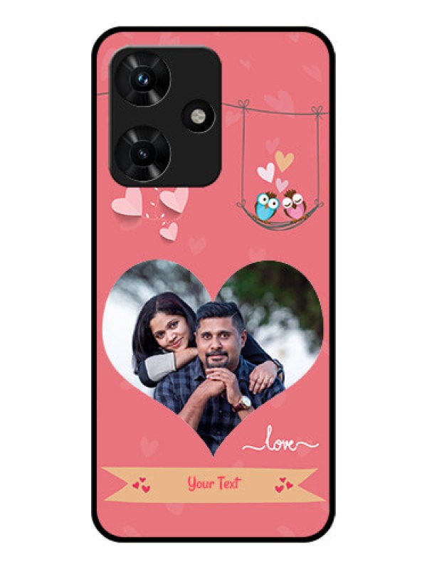 Custom Infinix Hot 30i Personalized Glass Phone Case - Peach Color Love Design