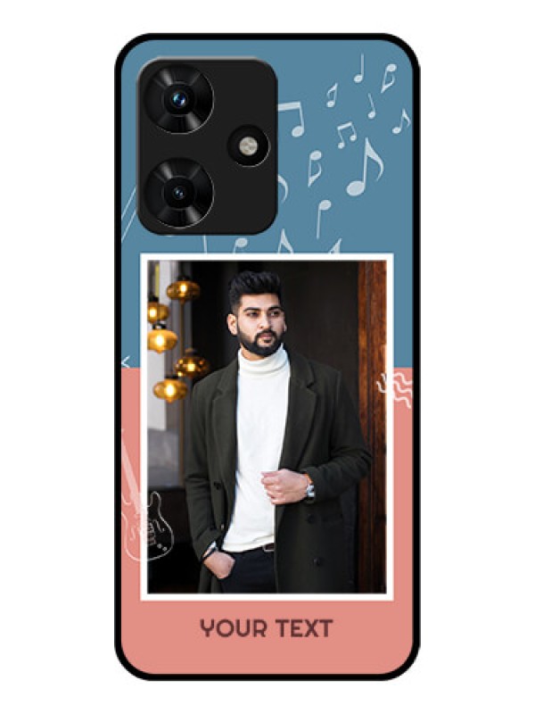 Custom Infinix Hot 30i Photo Printing on Glass Case - with Color Musical Note Design
