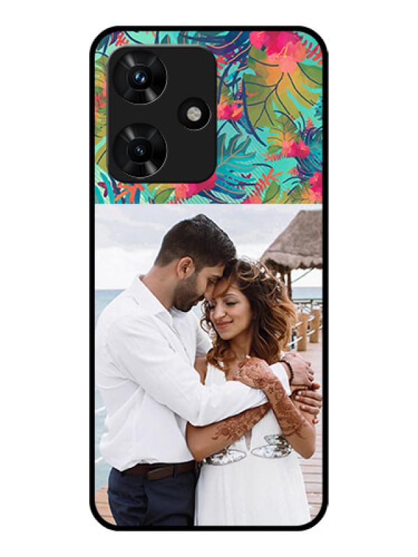 Custom Infinix Hot 30i Photo Printing on Glass Case - Watercolor Floral Design