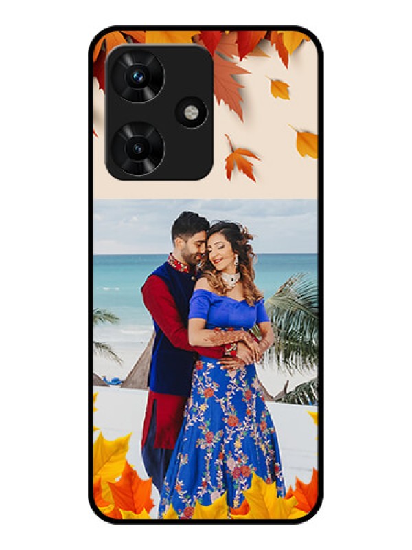 Custom Infinix Hot 30i Photo Printing on Glass Case - Autumn Maple Leaves Design