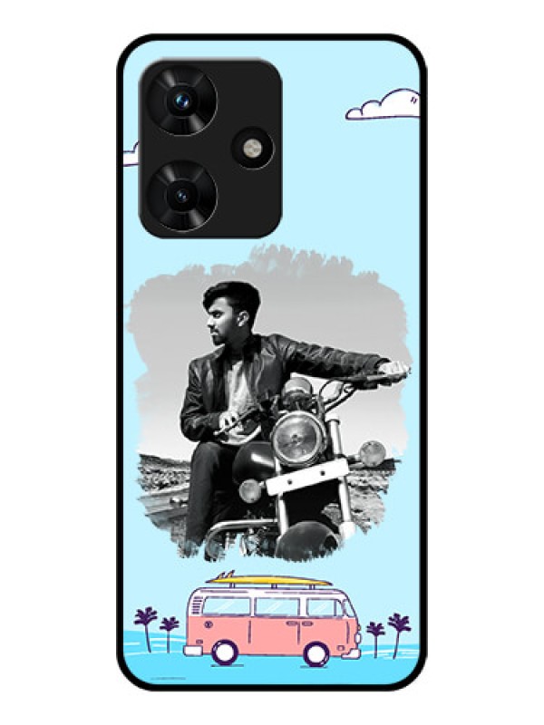 Custom Infinix Hot 30i Photo Printing on Glass Case - Travel & Adventure Design
