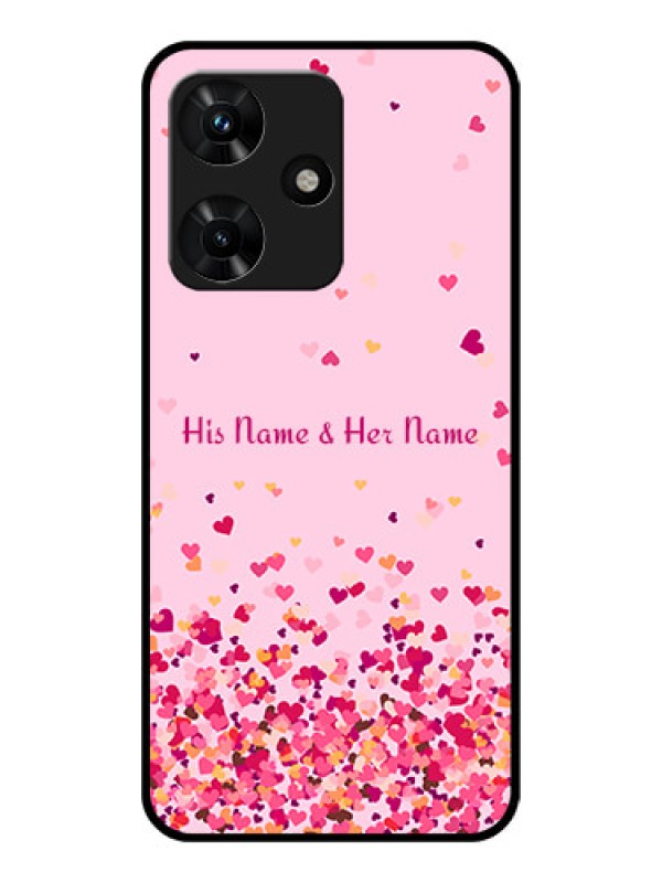 Custom Infinix Hot 30i Photo Printing on Glass Case - Floating Hearts Design