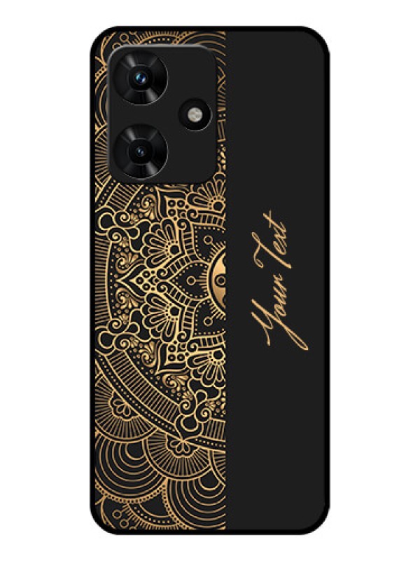 Custom Infinix Hot 30i Photo Printing on Glass Case - Mandala art with custom text Design