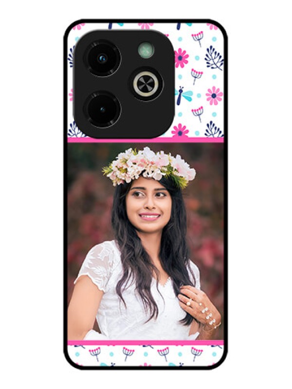 Custom Infinix Hot 40I Custom Glass Phone Case - Colorful Flower Design