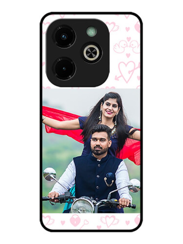 Custom Infinix Hot 40I Custom Glass Phone Case - Pink Flying Heart Design