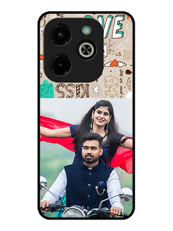 Custom Infinix Hot 40I Custom Glass Phone Case - Love Doodle Pattern