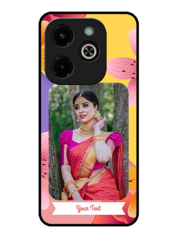 Custom Infinix Hot 40I Custom Glass Phone Case - 3 Image With Vintage Floral Design