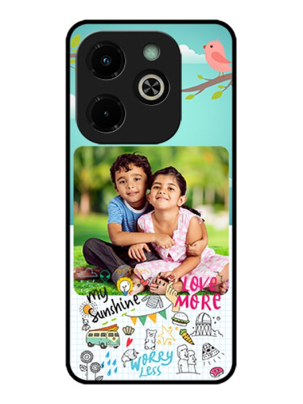 Custom Infinix Hot 40I Custom Glass Phone Case - Doodle Love Design